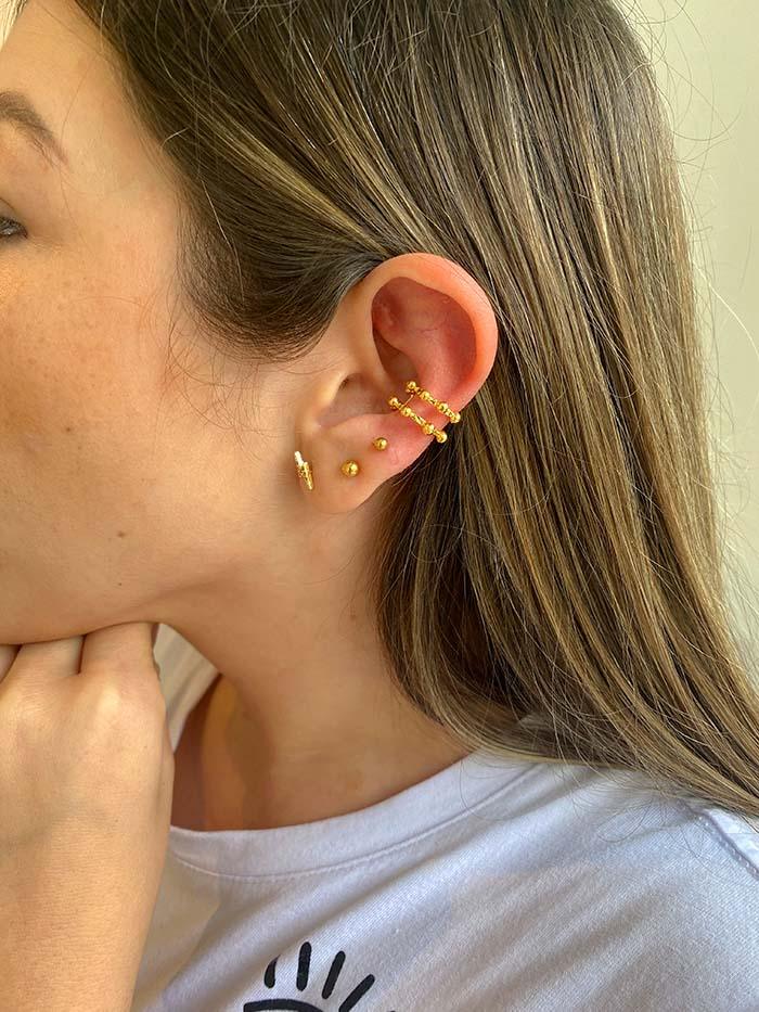 Earcuff ajustable doble línea balines