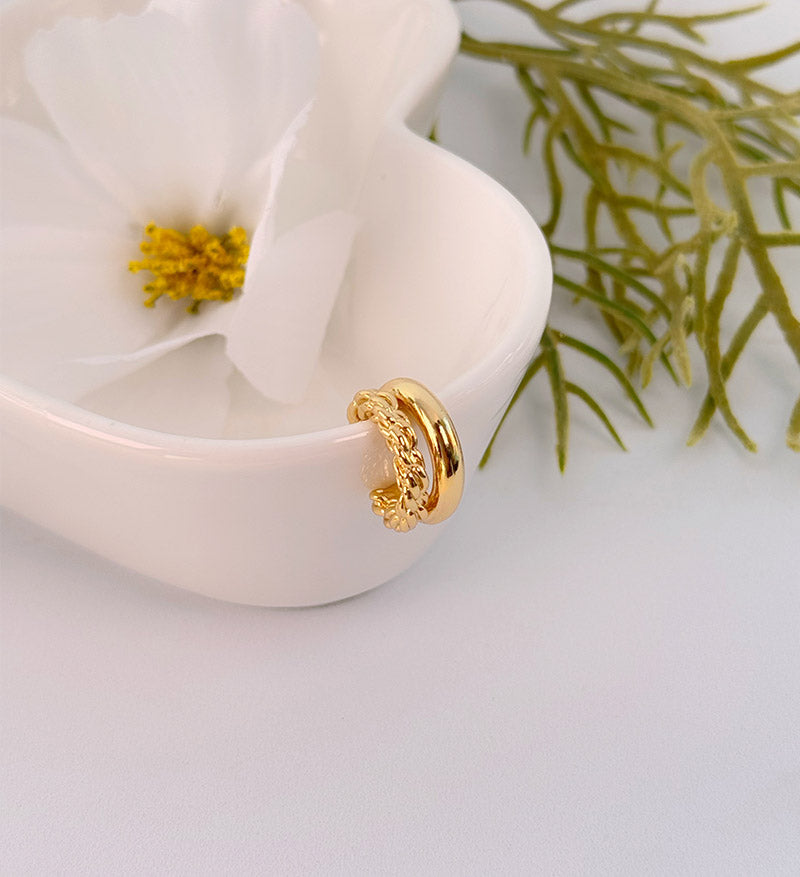 Earcuff rodio doble linea trenza