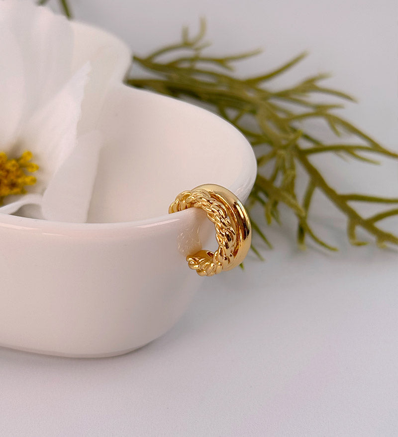 Earcuff rodio doble linea trenza