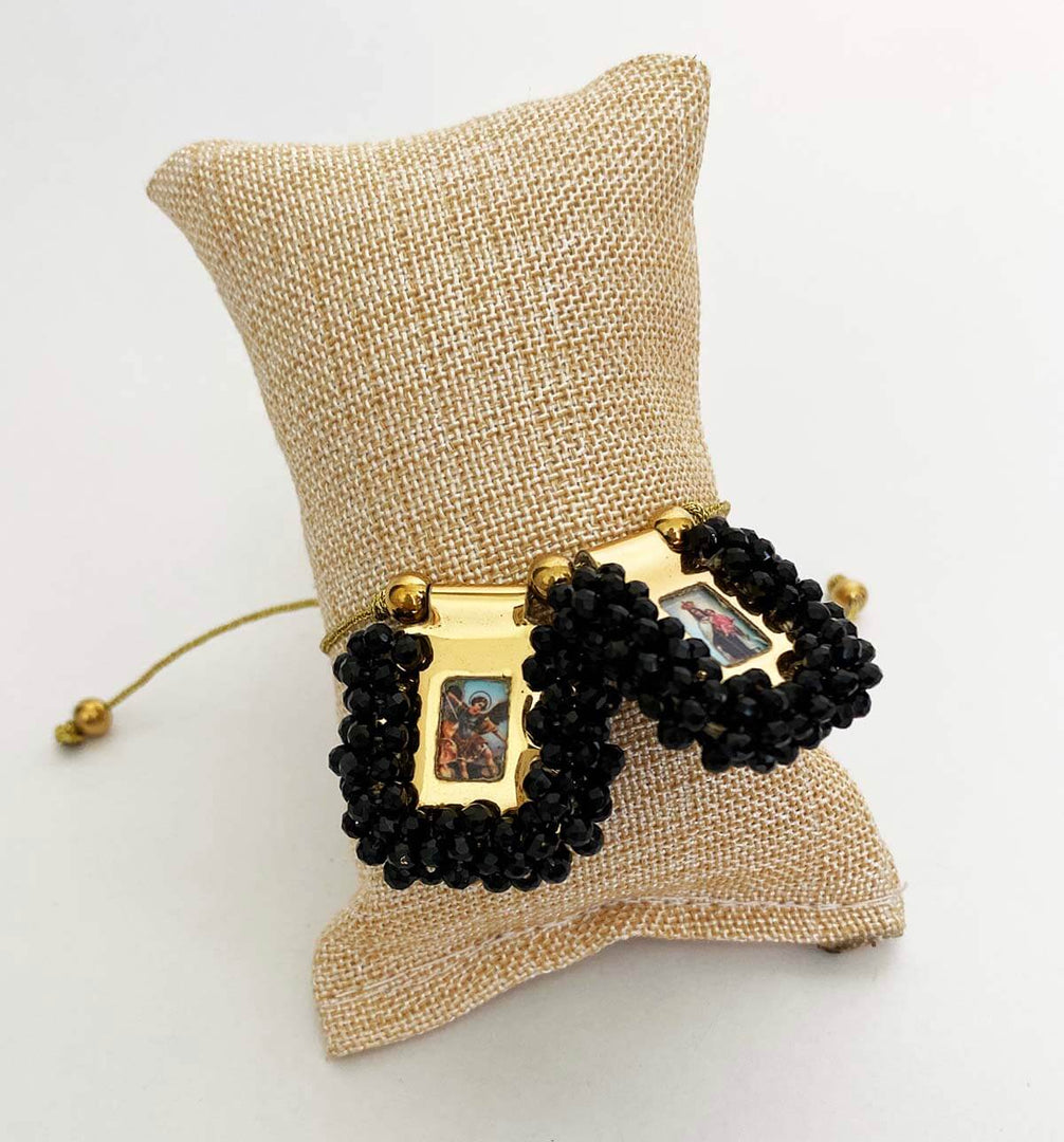 Pulsera escapulario negro mediano